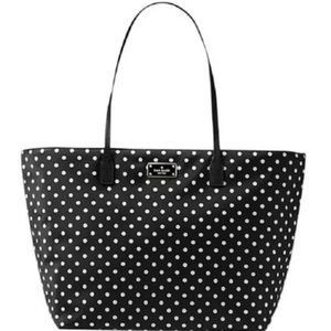 Kate Spade NY Blake Ave Black & White Polka‎ Dot Margareta Nylon Tote Bag